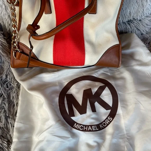 Michael Kors Red and Tan Shoulder Bag